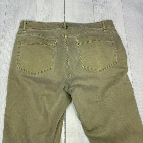 J Jill Cropped Straight Jeans Womens Olive Green Stretch Denim Frayed Hem SIze 6 - Picture 7 of 12